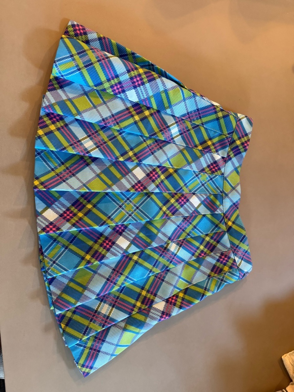 Vintage Y2K American Apparel Plaid Skirt in Turquoise, Lime & Navy